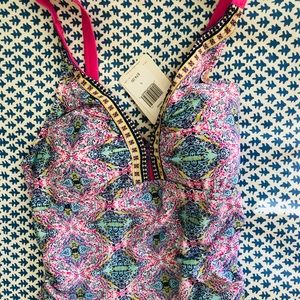 NWT Cabana Life pink multi Tankini /Size L